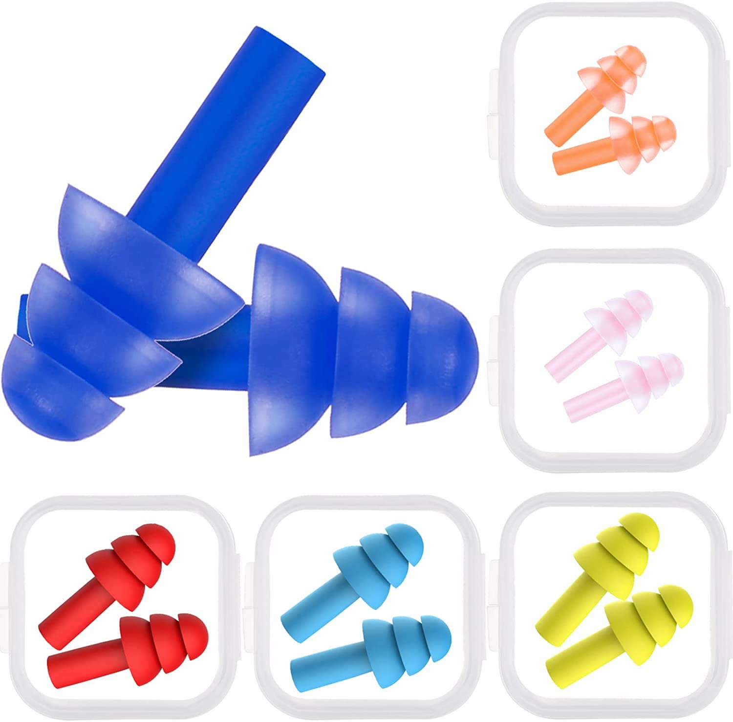 6 Pairs Kids Ear Plugs Swimming Noise Cancelling Reusable Earplugs for Sleeping and Swimming, 6