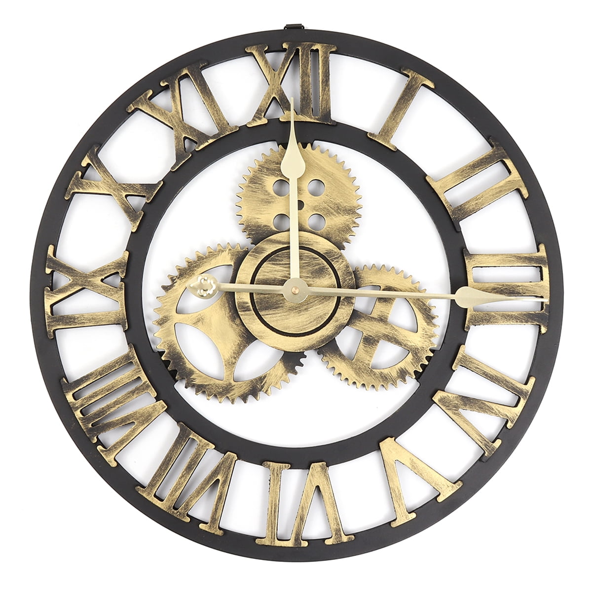 19 Inches Large 3D Gear Roman Numeral Wall Clock Antique ...