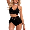 thumbnail image 4 of Lnzyyephy Women´s Swim Shorts Crochet Cutout Bathing Suit Bottoms Drawstring Beach Board Shorts Summer Swim Trunks, 4 of 9