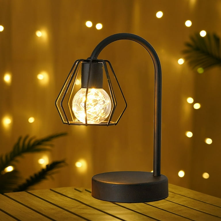 Battery PoweRed Night Light Decorative Iron Labor-saving Compact Table Lamp  for Desktop Silver Glass,Iron