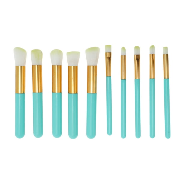 Unique Bargains 10 Pcs Brocha de Maquillaje Ligera para Viajes de Negocios Azul de Pelo de Fibra Sintética Plástico