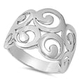 thumbnail image 1 of Wide Large Spiral Retro Filigree Ring .925 Sterling Silver Band Jewelry Female Male Unisex Size 6, 1 of 4