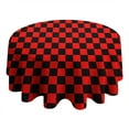 thumbnail image 4 of Red and Black Checkered Pattern Round Tablecloth 60"x60",Wrinkle Wipeable Table Cloth for Kitchen Dining Room Picnic Patio Party, 4 of 6