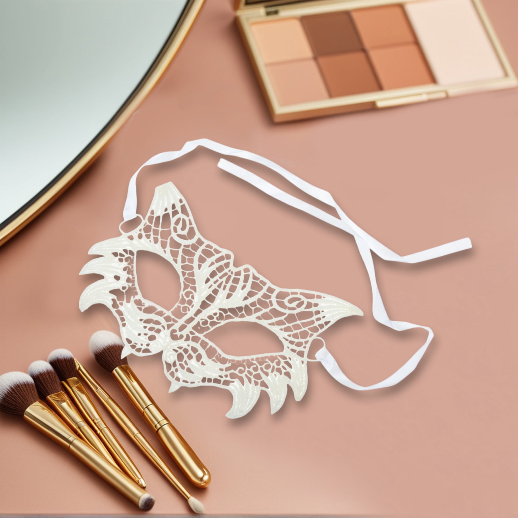 Unique Bargains 1 Pack Elegant Lace Half Face Party Mask White Pattern 3