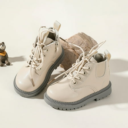 

Toddler Girl s New Solid Color Lace Up Boots Boots