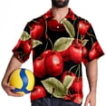 thumbnail image 4 of Cherry Men's Short Sleeve Spread Collar Button Down Beach Print Casual Shirts, 4 of 6