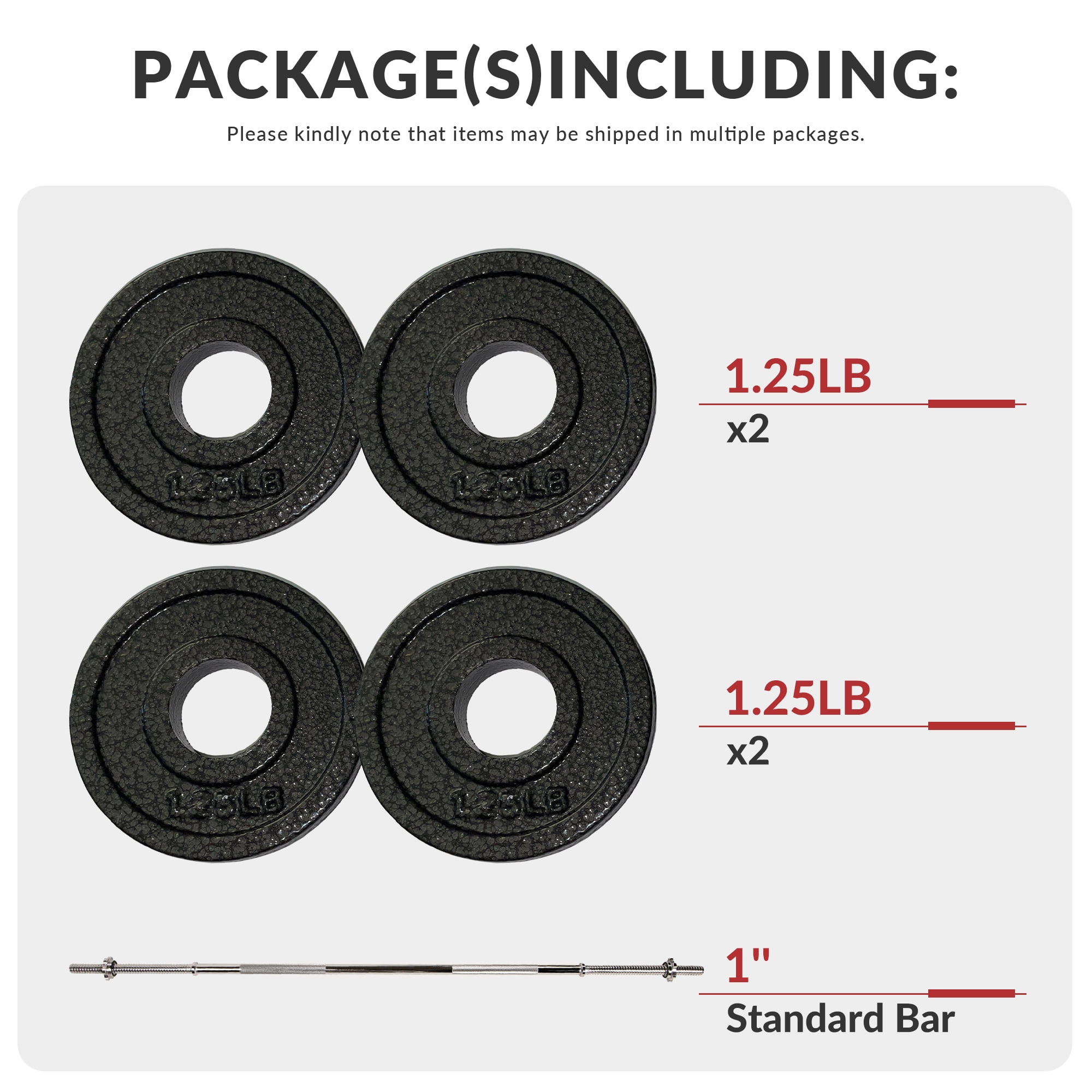 BalanceFrom 1-Inch Standard Cast Iron Weight Plate Set，with 5FT Bar and Star Locks，Multiple Weight Options，for Home Gym Strength Training