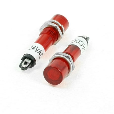 Unique Bargains DC 24V 7mm Holing Recessed Red Signal Indicator Light Pilot 2Pcs