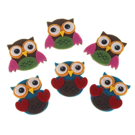 7 Inch Adhesive Die Cut - Self-Adhesive Boho Owls Felt Die Cuts, 1-3/4-Inch, 6-Count