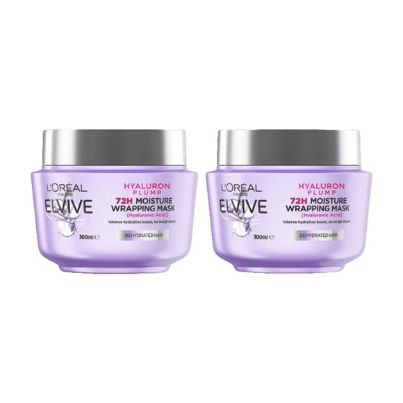 Loreal Elseve Hydra [Hyaluronic] 72 Hour Moisture Plumping Mask 300 ml 2 Pack