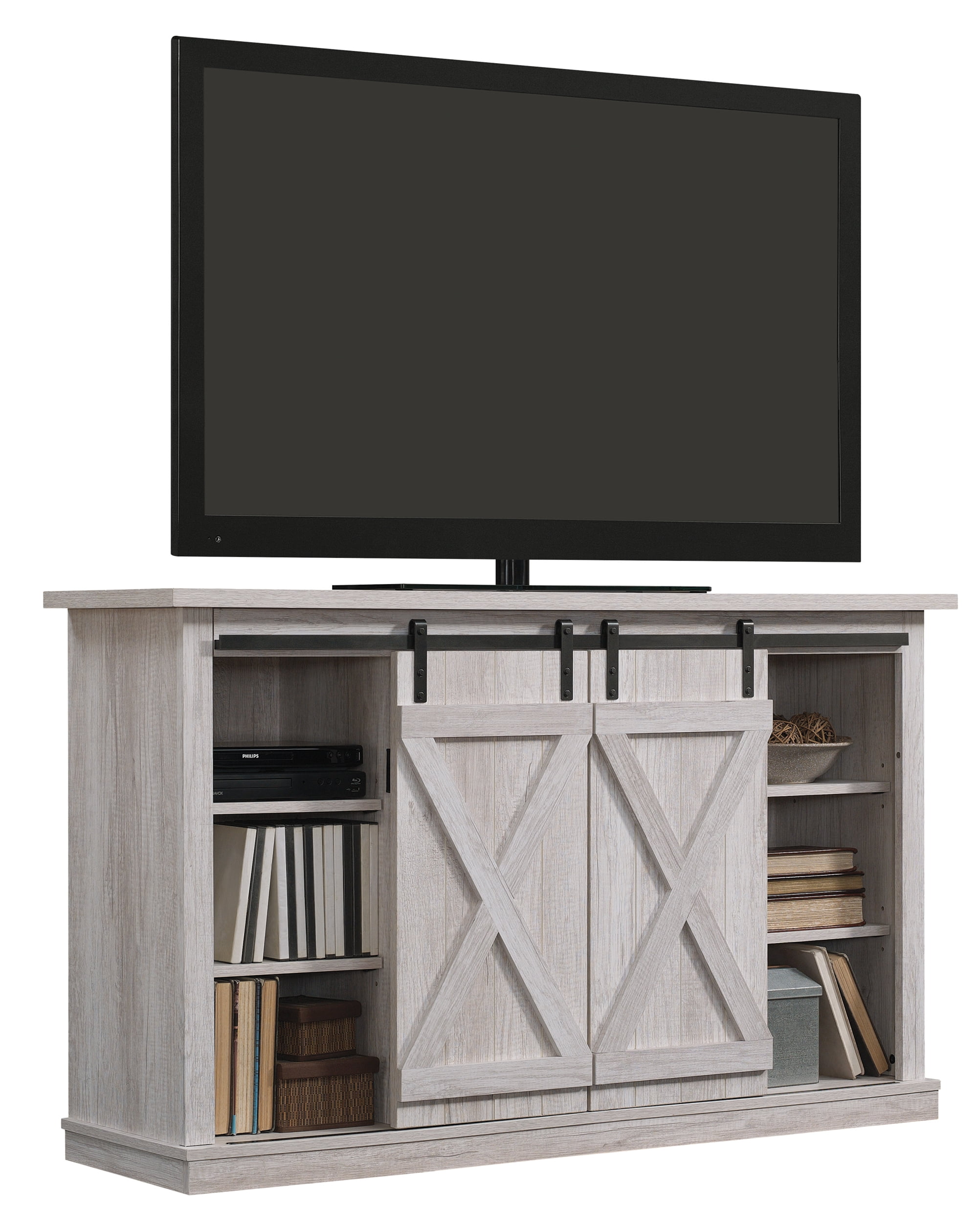 TV Stand Media Center Console Cabinet Sliding Barn Door for TV's 60" White Oak 