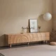 thumbnail image 2 of Mueble de TV sencillo nórdico de madera maciza para casa de familia, wabi, viento de arena, pequeño apartamento, sala de estar, 2 of 4