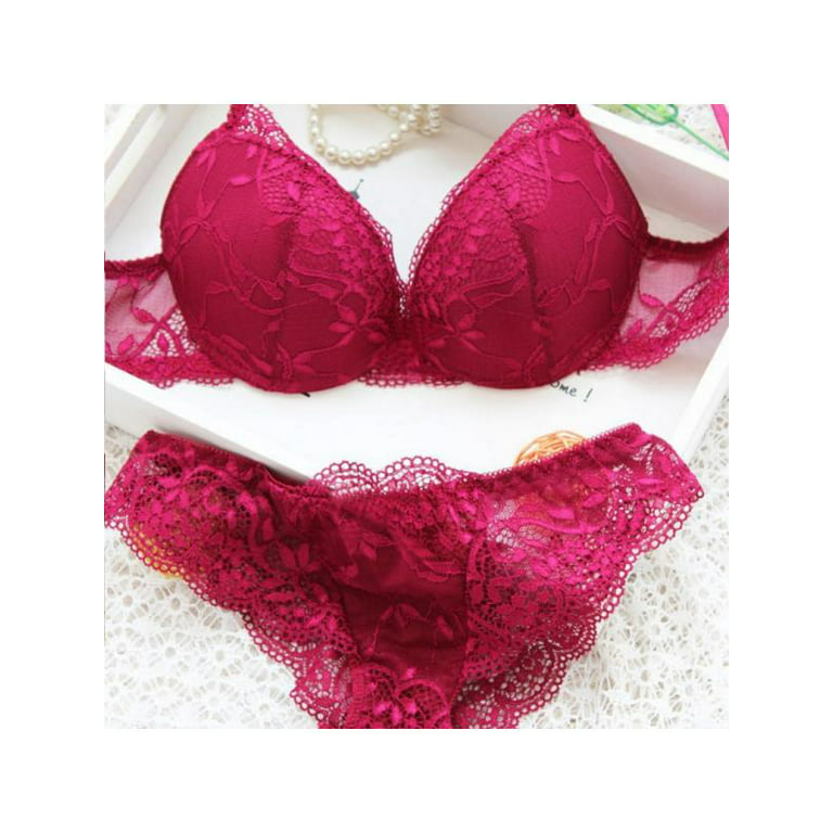 Sexy Women Lace Floral Bralette Push Up Bra and Panty Set Lingerie  Sleepwear Gift Ladies Bra & Brief Sets Hollow Out Bras Set