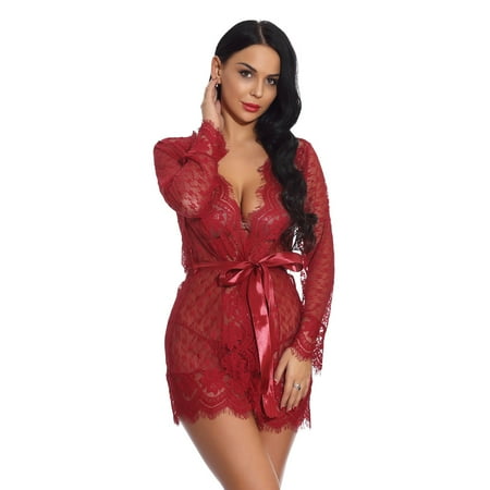 

Women Sexy Lace Lingerie Babydoll Deep V Teddy Sleepwear With Panty