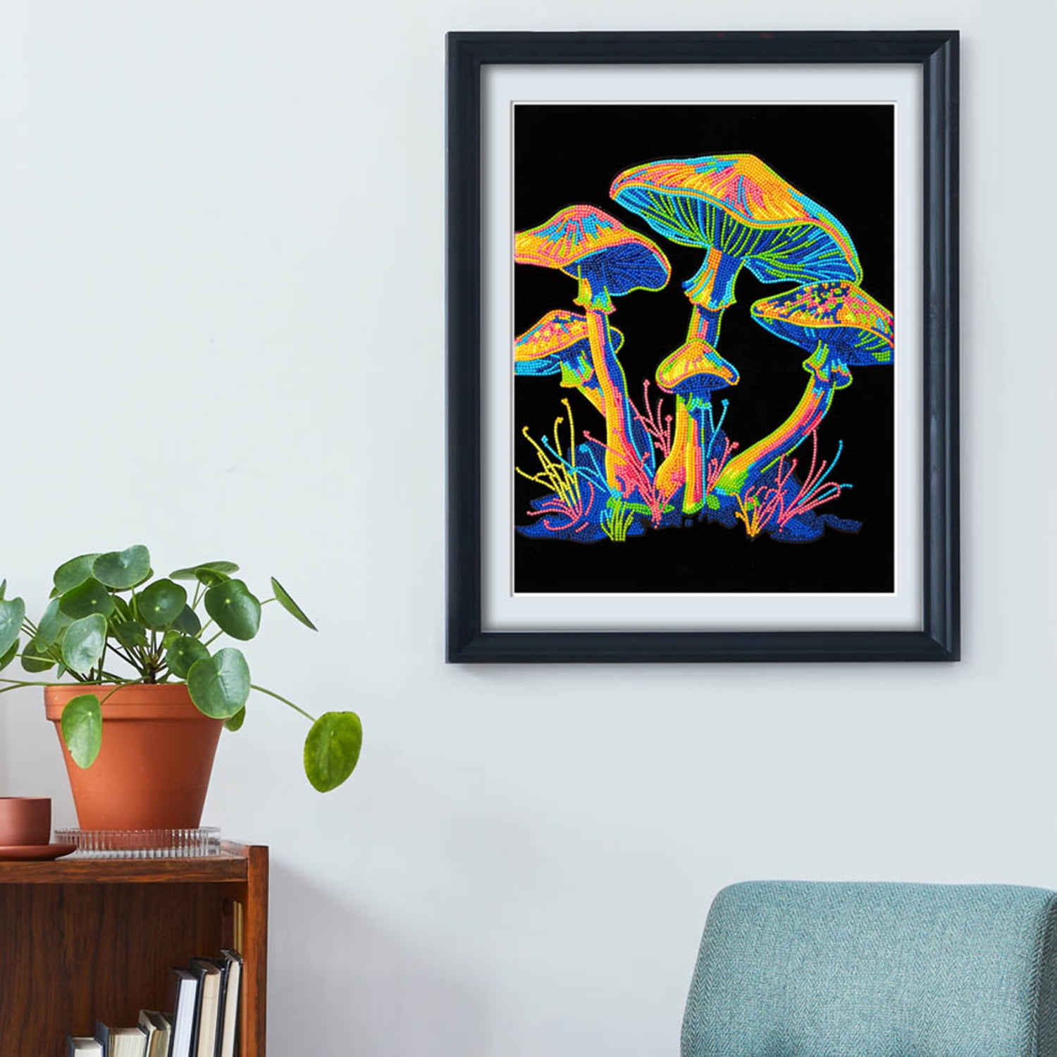 Diamond Dotz Neon Flock Mushrooms Diamond Painting Kits for Adults - Colorful Diamond Art Kits a Relaxing Creative Craft Kit with Dotz Gems 18x14