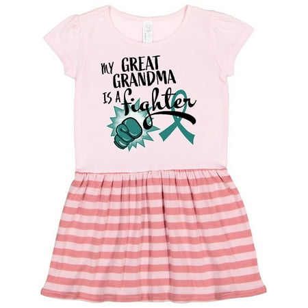 

Inktastic Ovarian Cancer Awareness My Great Grandma is a Fighter Gift Toddler Girl Dress