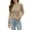 Khaki, variant on Women's Mock Neck Sweater, Soft Worsted Yarn Knit Pullover Top with Long Sleeve Comfort Fit, Breathable Lightweight Design for Spring Summer Fall, Daily Casual Wear and Outdoor Activities Beige L