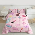 thumbnail image 2 of Manfei Girly Pink Fashion Full Size Comforter Sets for Teen, Cartoon Princess Hat Bedding Comforter Set, Kawaii Butterfly Reversible Bedding Sets, Breathable Home Decor, 3 Pieces, 2 of 8