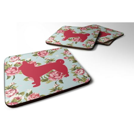 Carolines Treasures BB1068-RS-BU-FC Chihuahua Shabby Chic Blue Roses Foam Coaster Set of 4 Blue 3 1/2 x 3 1/2 multicolor