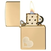 Zippo Double Hearts Design High Polish Brass Pocket Lighter