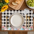 thumbnail image 4 of Easter Bunny Placemats Set of 4, Vintage Watercolor Eggs Flower Black Plaid Placemats for Dining Table, Place Mats for Kitchen Tabletop, Waterproof Wipeable Dining Table Mats Set, 4 of 9