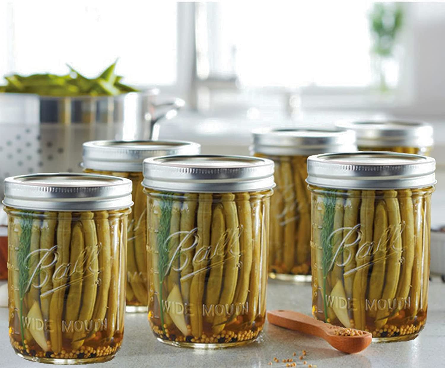 Ball® Wide Mouth Glass Canning Jars - 16 oz