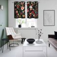 thumbnail image 4 of Watercolor Flowers Kitchen Curtains Small Short 39 Inch Length, Farmhouse Floral Vintage Black Grommet Top Bedroom Living Room Curtains, Light Filtering Cafe Curtain Drapes 2 Panels Set 55''x39'', 4 of 9