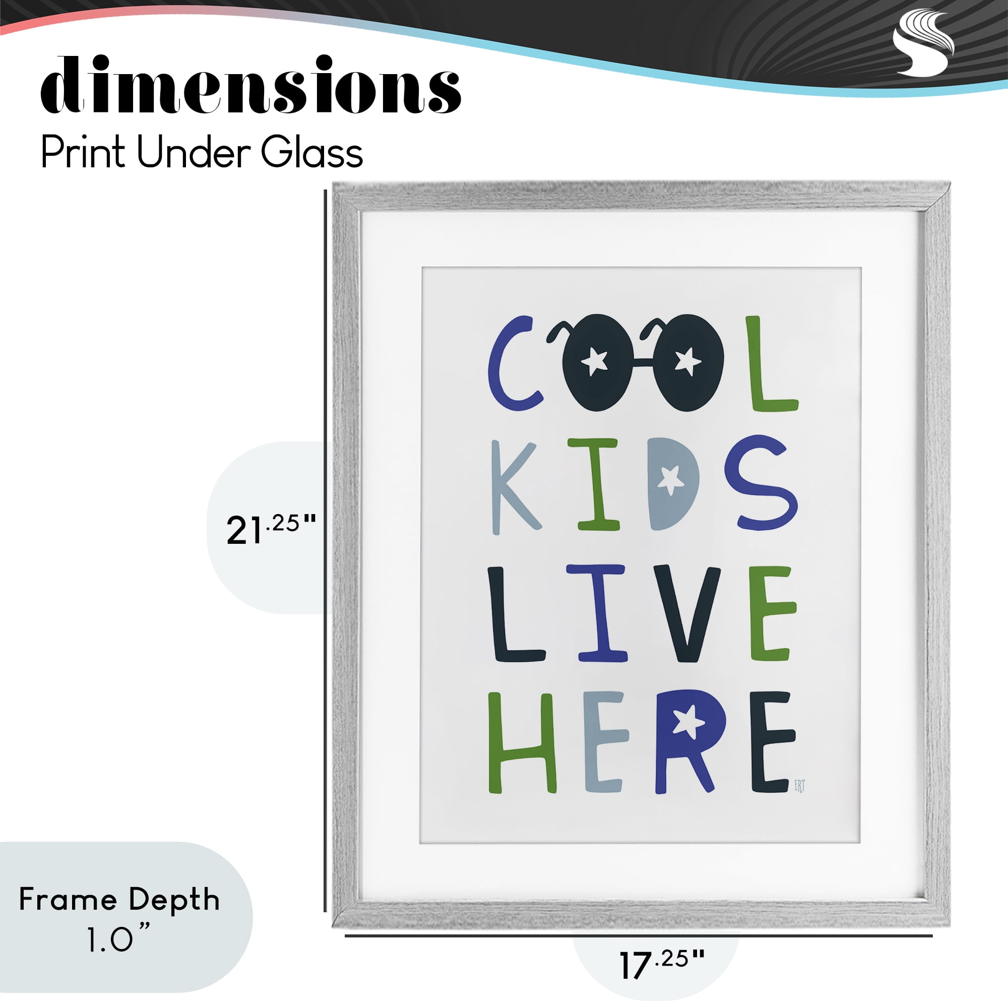 Stupell Industries Cool Kids Live Here Gray Framed Print Under Glass, design by Elizabeth Tyndall