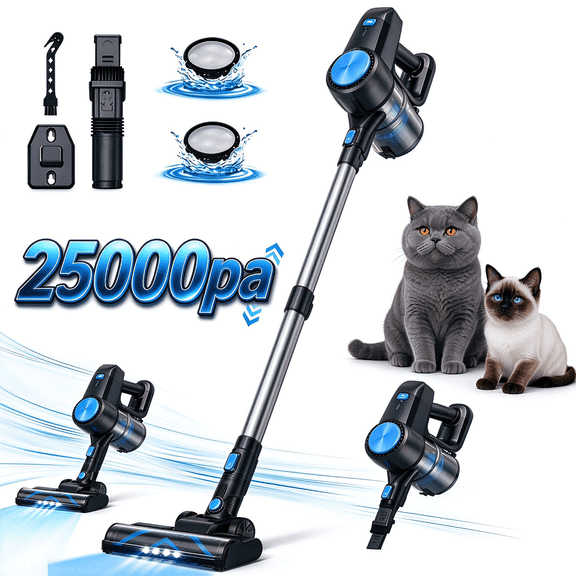 YOMA Cordless Stick Vacuum Cleaner 6-in-1 Lightweight Handheld Cordless Vacuum for Pet Hair Home Hard Floor Carpet