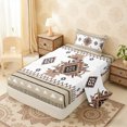 thumbnail image 3 of Erosebridal Bohemian Aztec Twin Sheet Sets, White Brown Aesthetic Bedding, 3 Pieces 1 Flat Sheet, 1 Fitted Sheet and 1 Pillowcase, 3 of 5
