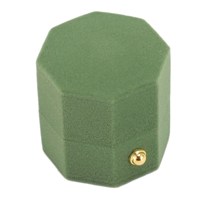 Hexagonal Flannel Ring Box, Velvet Jewelry Ring Box Romantic Engagement Wedding Case with Small Slot, Gorgeous Vintage Double Ring Gift Box for Proposal Ceremony Wedding Engagement