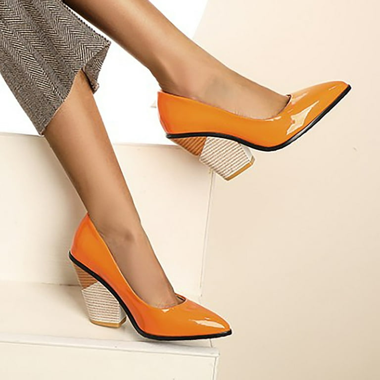 Orange wide width heels deals