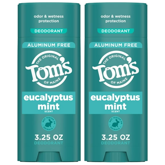 Desodorante Tom's of Maine, eucalipto y menta, sin aluminio, 95 ml, paquete de 2