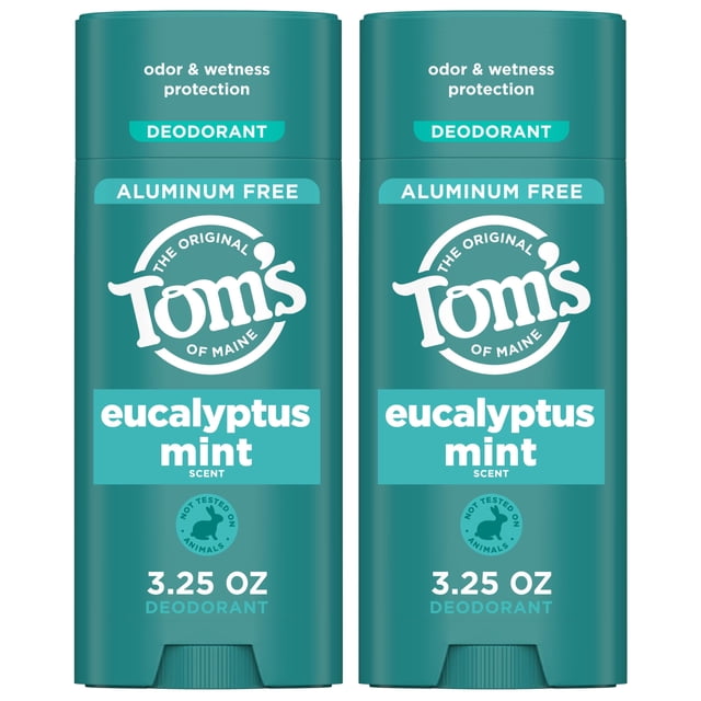 Desodorante Tom's of Maine, eucalipto y menta, sin aluminio, 95 ml, paquete de 2