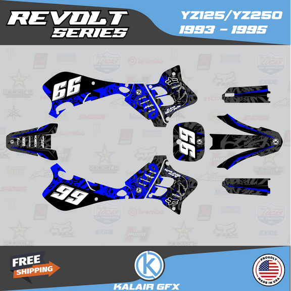 Kalair GFX Graphics Kit for Yamaha YZ250 (1993-1995) Revolt Series