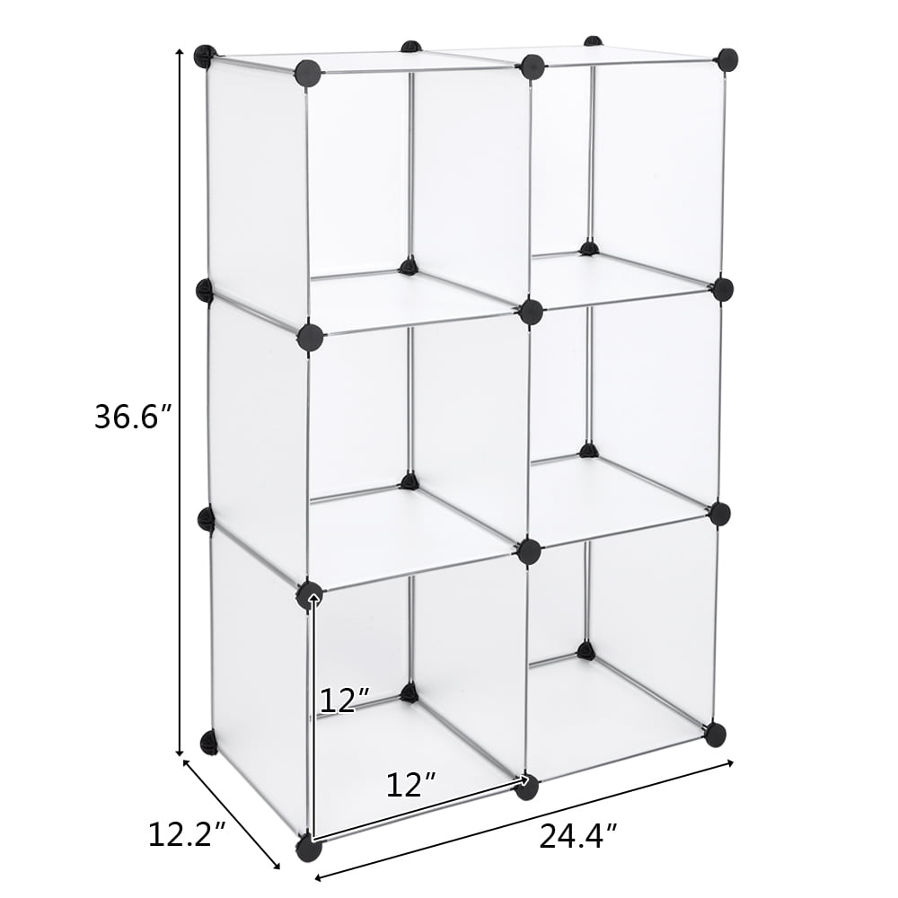 Kepooman Cube Storage Organizer, Plastic Cube Storage Shelves for Bedroom Living Room Office, Book Shelf 6 Cube Storage Unit for Clothes, White Kepooman Cube Storage Organizer, Plastic Cube Storage Shelves for Bedroom Living Room Office, Book Shelf 6 Cube Storage Unit for Clothes, White