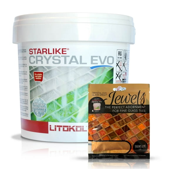 The Tile Doctor Crystal Glass Grout Jewels Tigers Eye -Glass Expoy Grout Glitter Additive for Tile, Backsplash, Pool, Kitchen, Bathroom 5.5 lbs