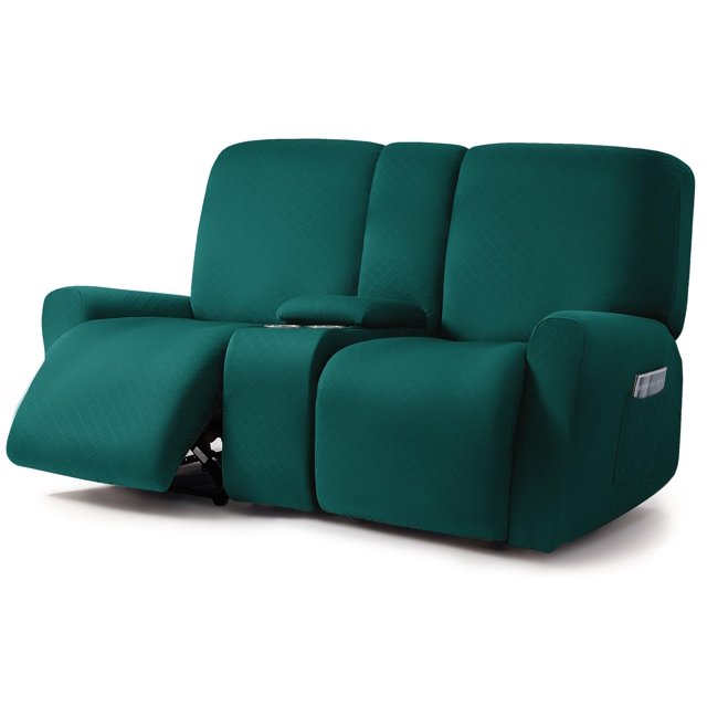 Funda para sofá de dos plazas ULTICOR Jacquard de 8 piezas, color verde azulado