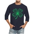 thumbnail image 1 of Wancir Chemises pour Hommes en Liquidation Imprimé de la Saint-Patrick Col Rond Mode Décontractée Manches Courtes Trois-Quarts, 1 of 4