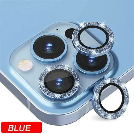 Image of Metal Camera Lens Protector For IPhone 15 11 12 13 14 Pro Max 15 Plus Diamond Ring Lens Glass For Iphone 15 Pro Max Accessories Diamond Blue 13Pro 13ProMax(3PCS)