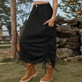 thumbnail image 2 of Besolor Cargo Long Skirts for Women Trendy High Waisted Vintage Drawstring Maxi Skirt with Flap Pockets, 2 of 5