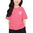 thumbnail image 1 of Fshinging Girls T Shirts Loose Fit Letter Printed Round Neck Short Sleeved Plus Size Tops, 1 of 7