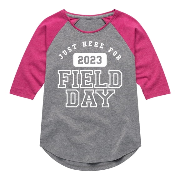 Instant Message - Here For Field Day - Toddler And Youth Girls Raglan Graphic T-Shirt