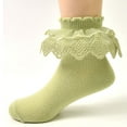 thumbnail image 4 of CPNG Girls 6 Pack Princess Cotton Ruffle Socks Double Eyelet Lace Frilly Dress Multicolored Ankle Socks Cotton Turn Cuff Socks for Toddler, 4 of 6