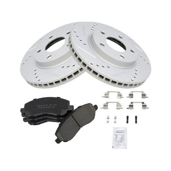 Front Brake Pad and Rotor Kit - Compatible with 2008 - 2017 Mitsubishi Lancer 2009 2010 2011 2012 2013 2014 2015 2016