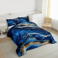 thumbnail image 3 of jejeloiu Marble Texture Print Bedding Comforter Set,Modern Abstract Aesthetic Twin Comforter Sets,Blue Gold Bedding Set For Girls Kids,Super Cozy Room Decor Reversible,2 Pieces, 3 of 8