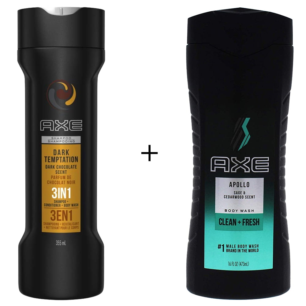 2 in 1 Dark Temptation Shampoo by AXE & Conditioner 355 ML & Body Wash