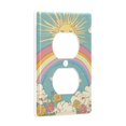 thumbnail image 2 of Yayeee Duplex Wall Plate 1-Gang 4.5"x2.7" Home Receptacle Light Switch Decorative Outlet Cover, Retro Beige Rainbow, 2 of 7