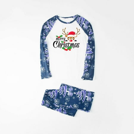 

DAETIROS Comfy Christmas Pajamas Beach Tops+Pants Parent-child clothing Blue