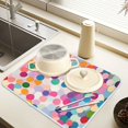 thumbnail image 2 of Yayeee Dish Drying Mat for Kitchen Counter 16" x 18" Microfiber Super Absorbent Coffee Decorative Pad, Light Colorful Circles, 2 of 9